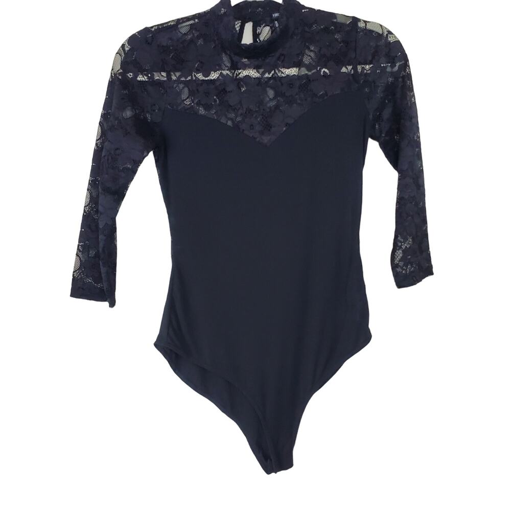 FOREVER 21 Black Lace Heart  Shaped Bodice Bodysuit